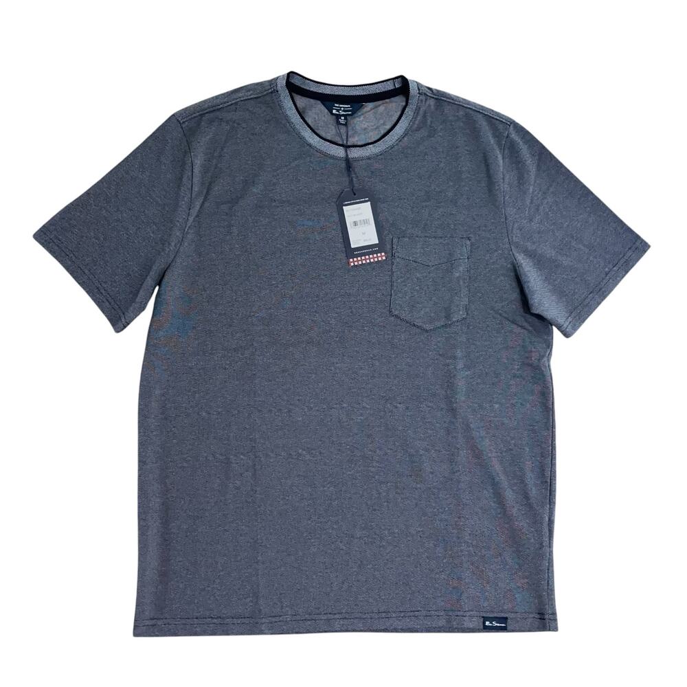 Ben Sherman Men's Crew Neck T Shirt M Navy Cotton Blend Short Sleeves Casual